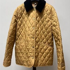 Burberry Tan Quilted Puffer with Black Collar